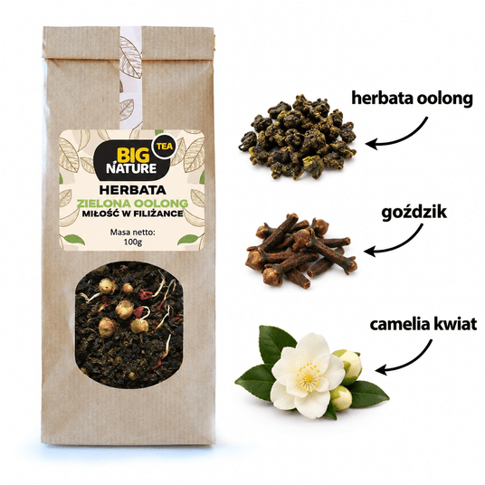 Herbata zielona OOLONG MIŁOŚĆ W FILIŻANCE 100g -zdjęcie numer 2