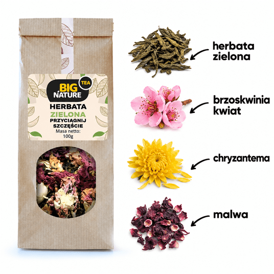 Herbata zielona PRZYCIĄGNIJ SZCZĘŚCIE 100g -zdjęcie numer 2