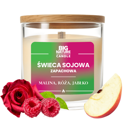 Świeca soj. zap. MALINA-RÓŻA-JABŁKO 155g -zdjęcie numer 1
