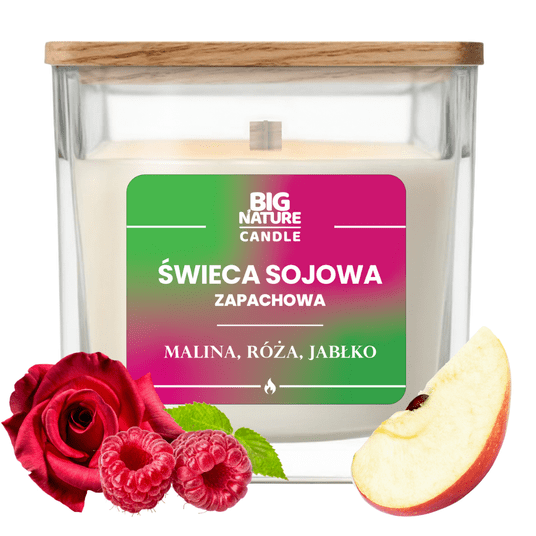 Świeca soj. zap. MALINA-RÓŻA-JABŁKO 220g -zdjęcie numer 1