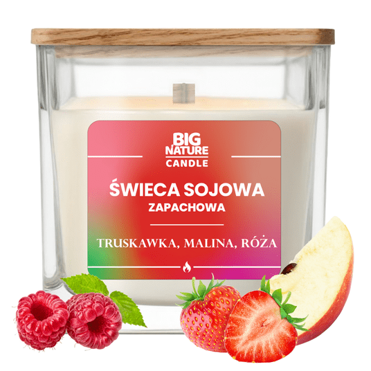 Świeca soj. zap. TRUSKAWKA-MALINA-RÓŻA 220g -zdjęcie numer 1