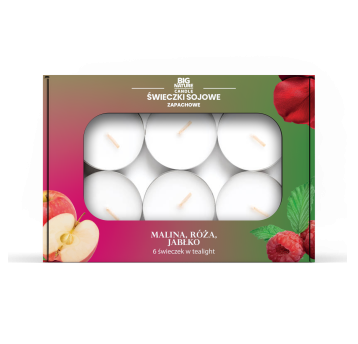 Świeczki soj. zap. teal. MALINA-RÓŻA-JABŁKO 60g